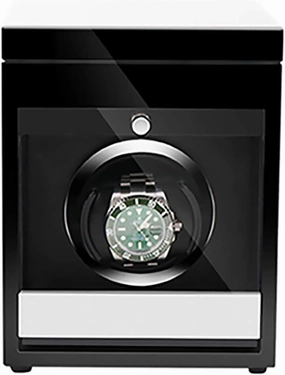 Winding Box Watch Winders - Wooden Watch Storage Case Smart Watches Winder With Led Light Mechanical Watch Automatic Shaker With Access Control Watch Winding Box (Red Wood Grain Pa,Black Paint-1 (Bla