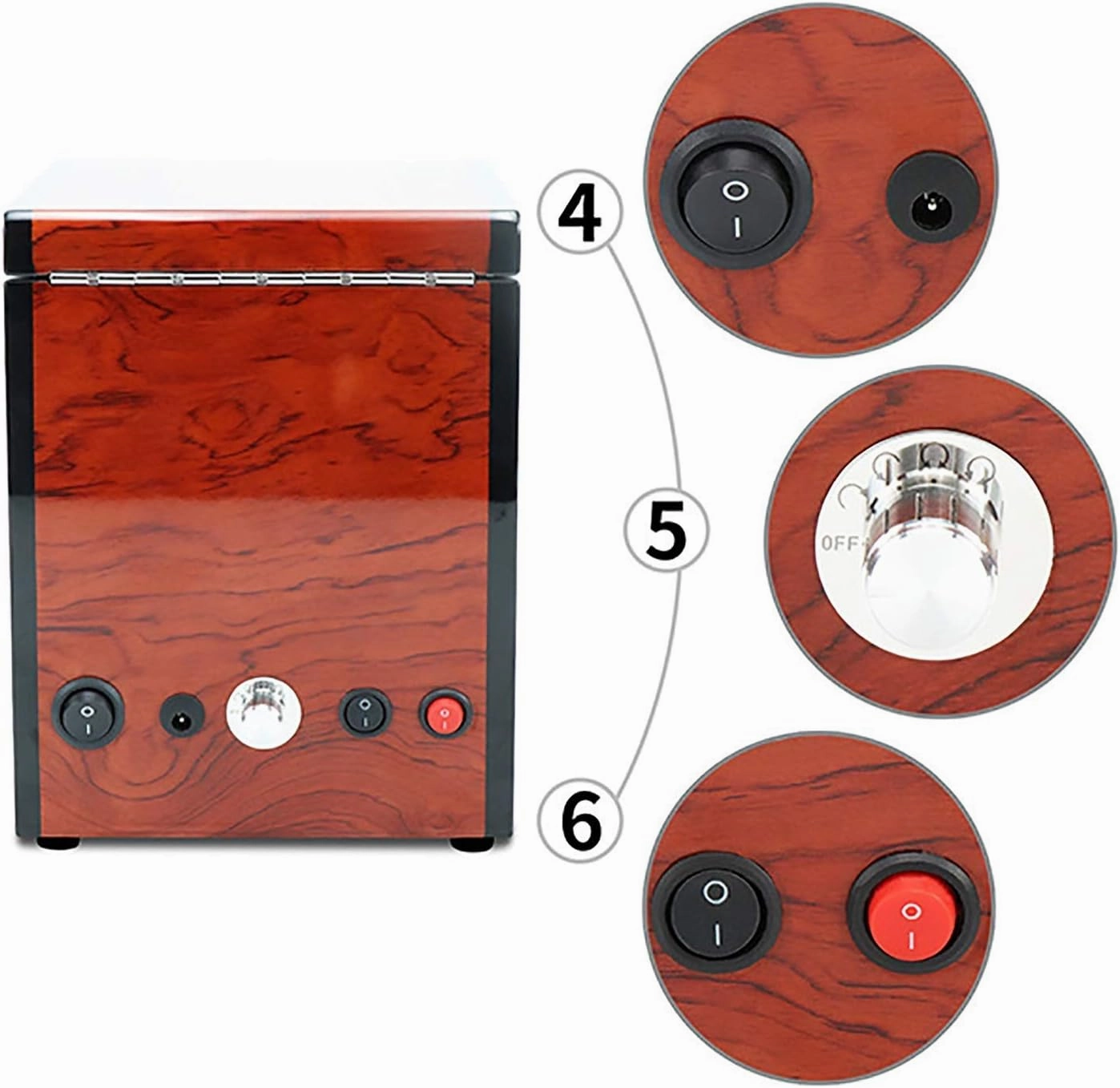 Winding Box Watch Winders - Wooden Watch Storage Case Smart Watches Winder With Led Light Mechanical Watch Automatic Shaker With Access Control Watch Winding Box (Red Wood Grain Pa,Black Paint-1 (Bla