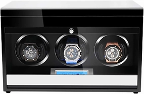 Winding Box Watch Winders - Wooden Watch Storage Case Smart Watches Winder With Led Light Mechanical Watch Automatic Shaker With Access Control Watch Winding Box (Red Wood Grain Pa,Black Paint-1 (Bla