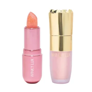 Winky Lux Pink Opal pH Lip Balm & Liquid Highlighter Duo – Color-Changing Lip Balm and Radiant Highlighter, Jojoba Oil & Ceramides, Subtle Vanilla Scent, Vegan, Cruelty-Free