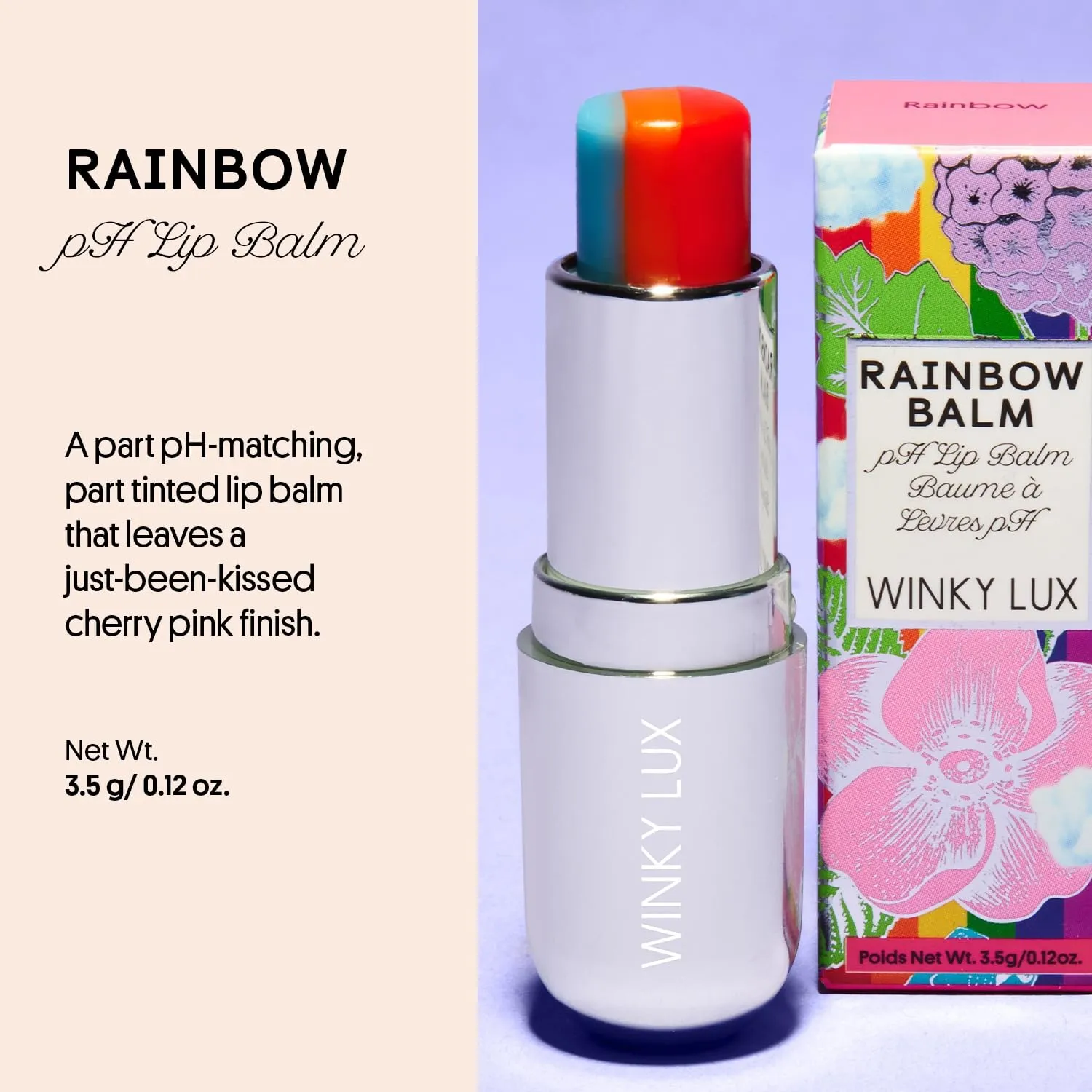 Winky Lux Rainbow Tri Tinted Lip Balm – Hydrating, Nourishing Lip Care with Jojoba Oil & Vitamin E, Sheer Pink Tint, Moisturizes & Softens Dry Lips, Buttery Soft with Juicy Finish