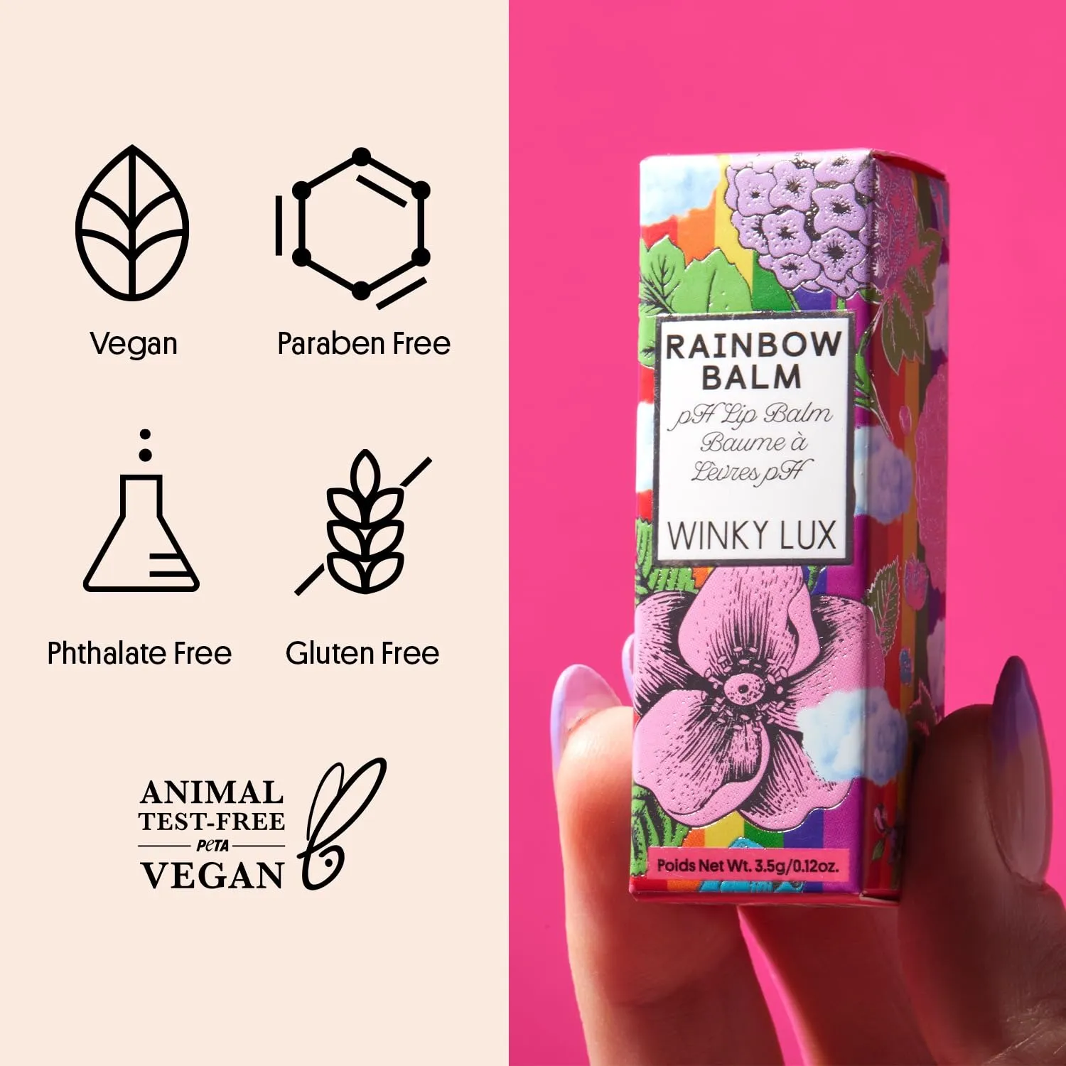 Winky Lux Rainbow Tri Tinted Lip Balm – Hydrating, Nourishing Lip Care with Jojoba Oil & Vitamin E, Sheer Pink Tint, Moisturizes & Softens Dry Lips, Buttery Soft with Juicy Finish