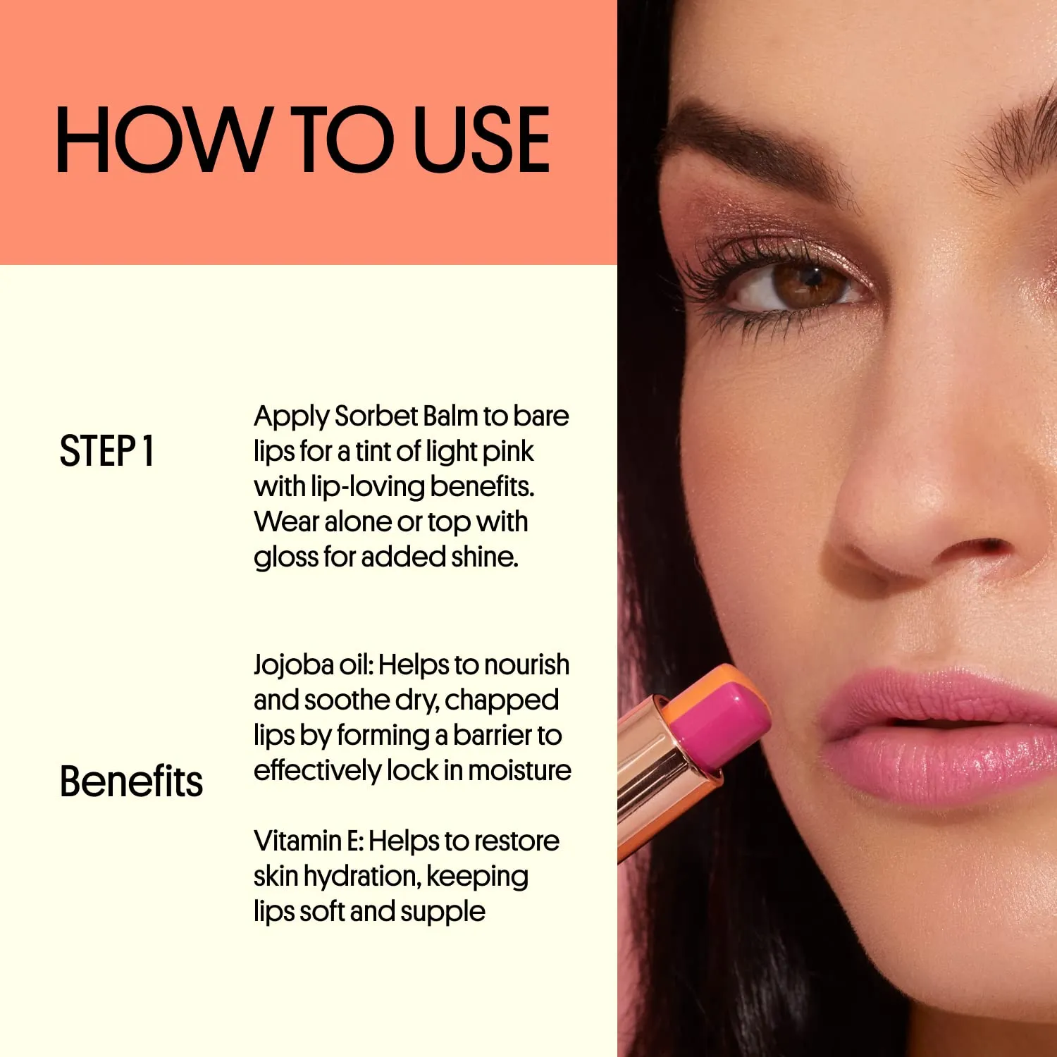Winky Lux Sorbet Tri Tinted Lip Balm – Hydrating, Nourishing Lip Care with Jojoba Oil & Vitamin E, Sheer Pink Tint, Moisturizes & Softens Dry Lips, Buttery Soft with Juicy Finish