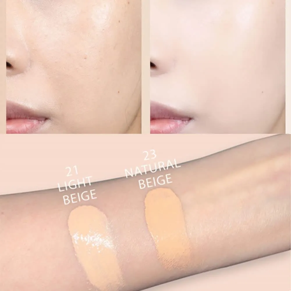 Witch's Pouch Essence Serum Facial Deep Hydration Radiant Barrier BB Cushion Foundation SPF38 PA   Cover Long Lasting Toneup Moisture Korean Makeup (23 Natural Beige)