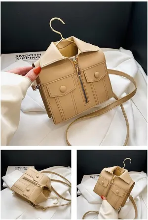 With A Brace of Three-dimensional Jacket Fashion Shirt PU Bag, Fashion Personality Leisure Diagonal Small Square Bag