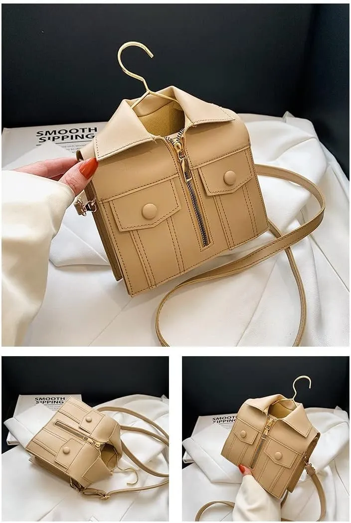 With A Brace of Three-dimensional Jacket Fashion Shirt PU Bag, Fashion Personality Leisure Diagonal Small Square Bag