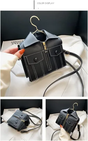 With A Brace of Three-dimensional Jacket Fashion Shirt PU Bag, Fashion Personality Leisure Diagonal Small Square Bag