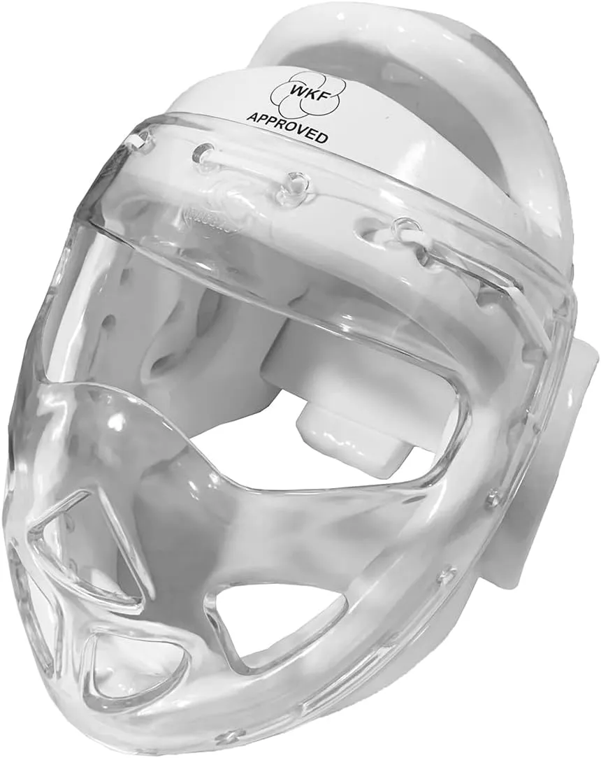 WKF Wacoku Karate Competition Approved White Head Guard (with Face Mask Protection)