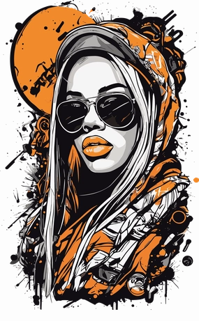 Woman With Orange Lipstick Color Drip DTF (direct-to-film) Transfer