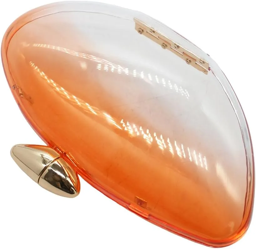 Women Acrylic Evening Clutch Purse Unique Clear Handbag with Detachable Chain for Wedding Party Prom, Orange