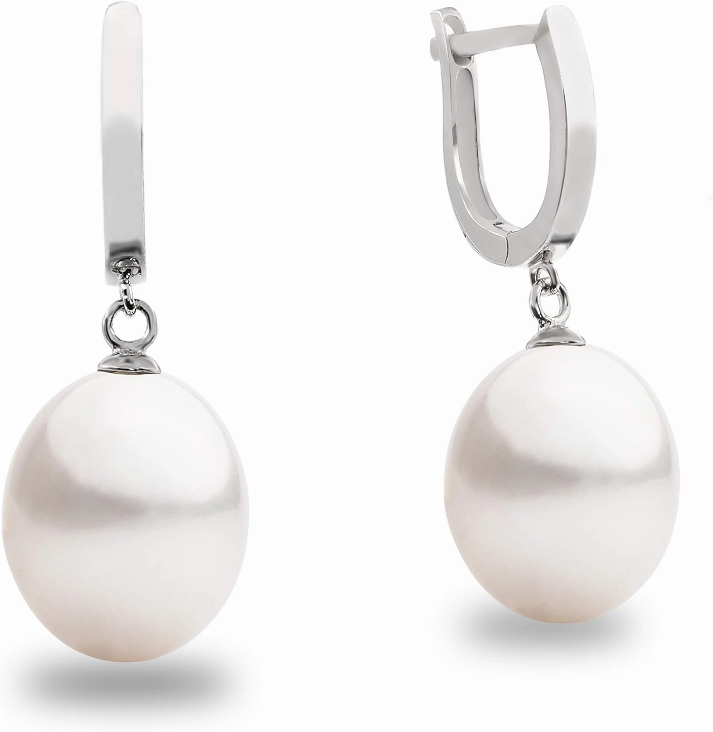 Women Pearl Earrings, Fresh Water Cultured Pearls Drop Shape 10,5-11 mm White, Lavender, Peach and treated Grey and Black colours by Secret & You | Sterling Silver 925
