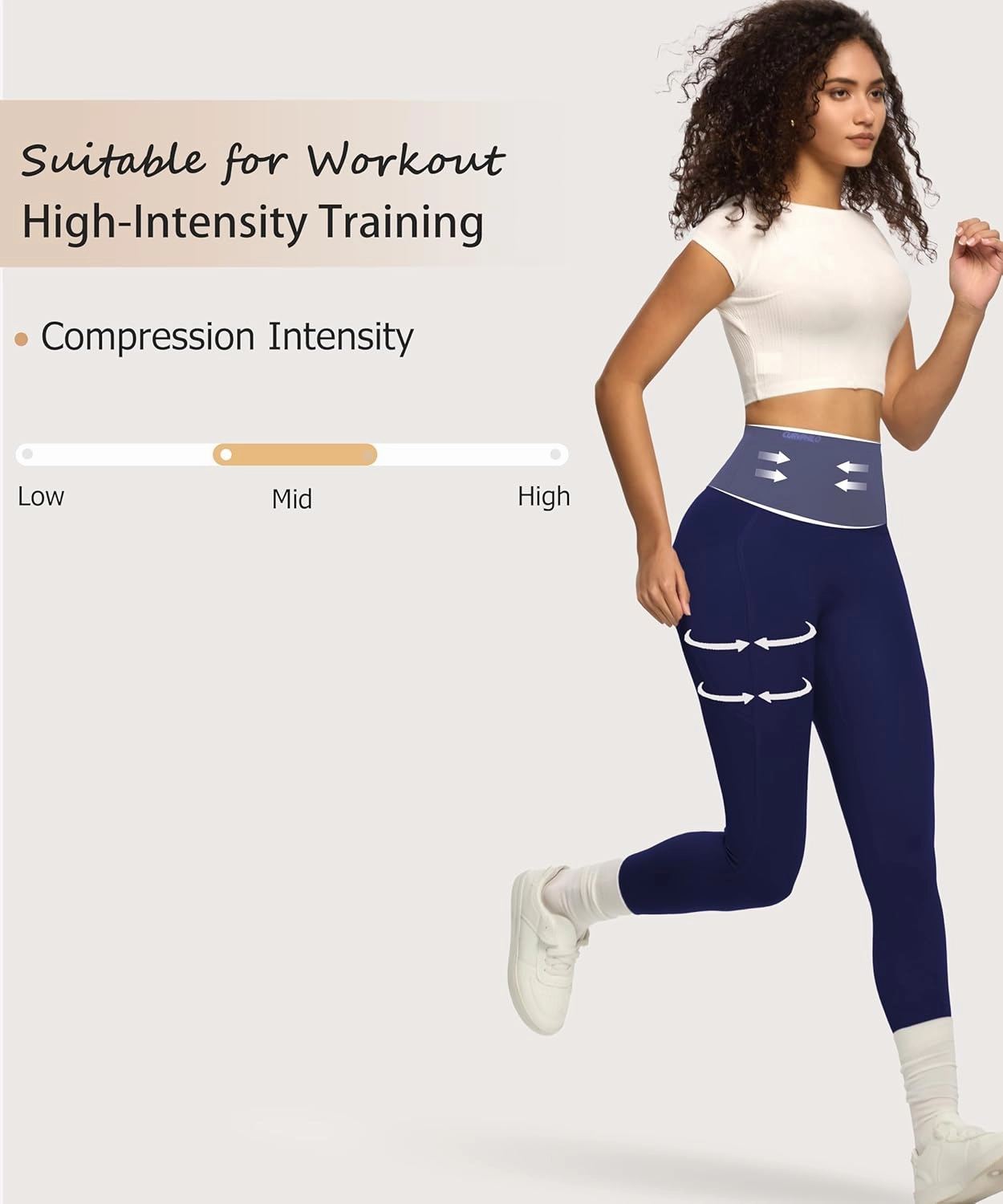 Women's Compression Leggings Butt Lifting Work Out Athletic Gym High Waist Tummy Control Stretchy with Pockets
