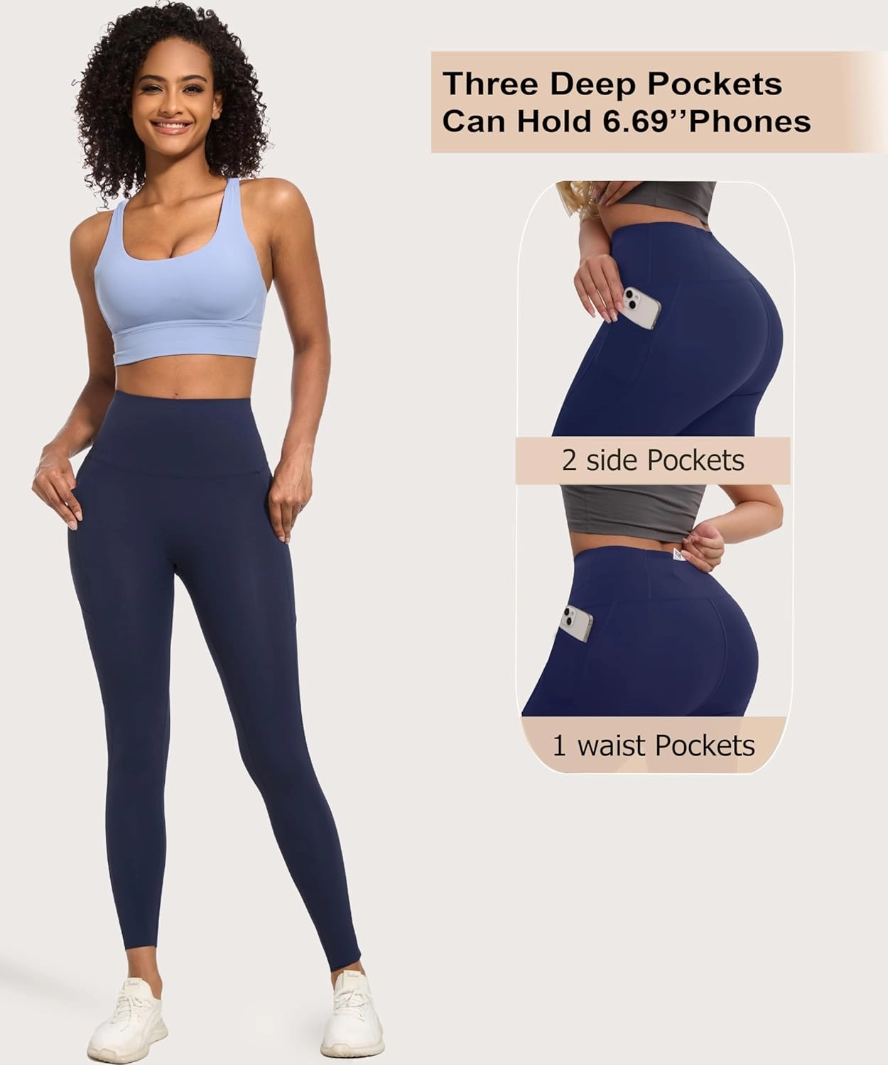 Women's Compression Leggings Butt Lifting Work Out Athletic Gym High Waist Tummy Control Stretchy with Pockets