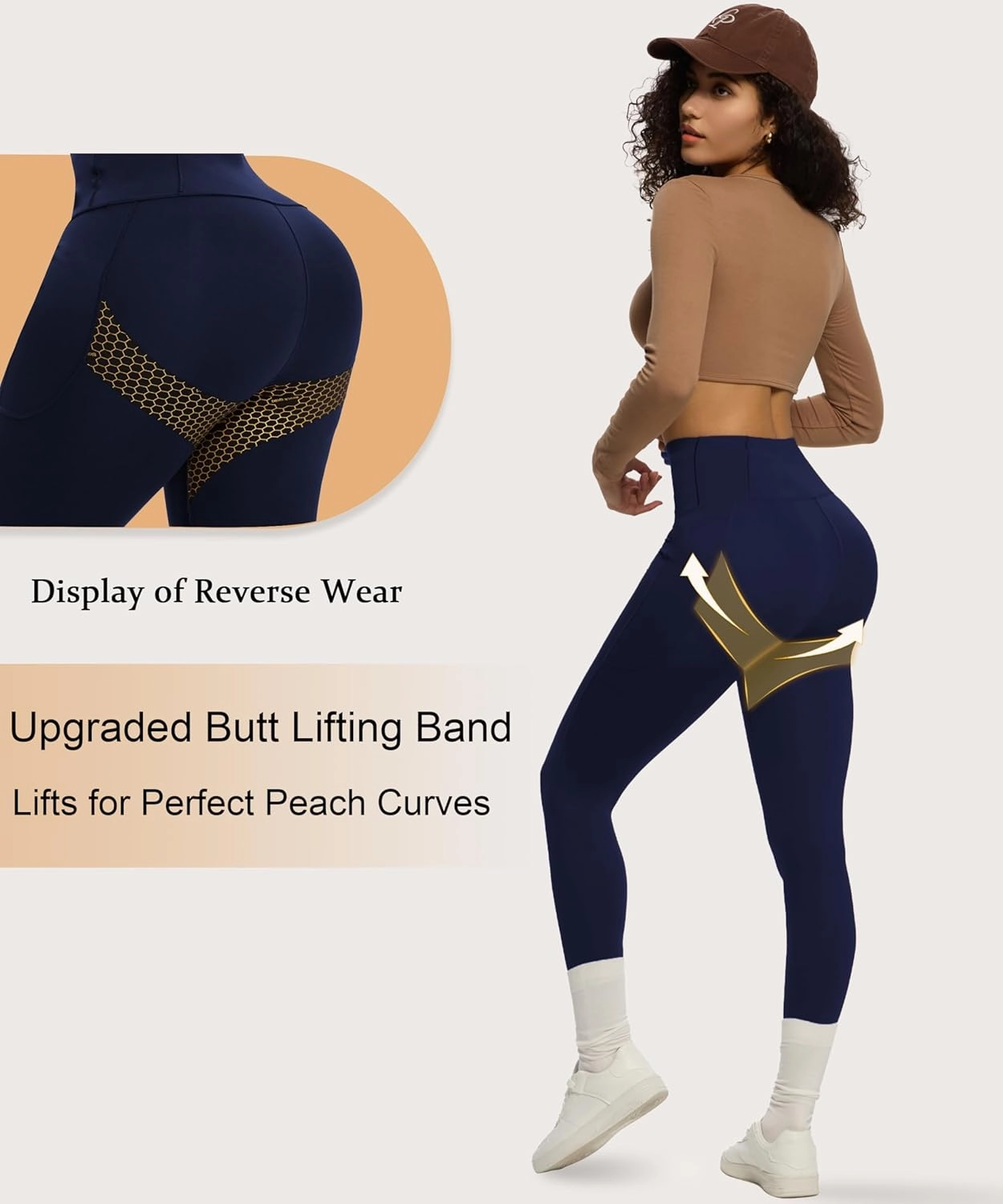 Women's Compression Leggings Butt Lifting Work Out Athletic Gym High Waist Tummy Control Stretchy with Pockets