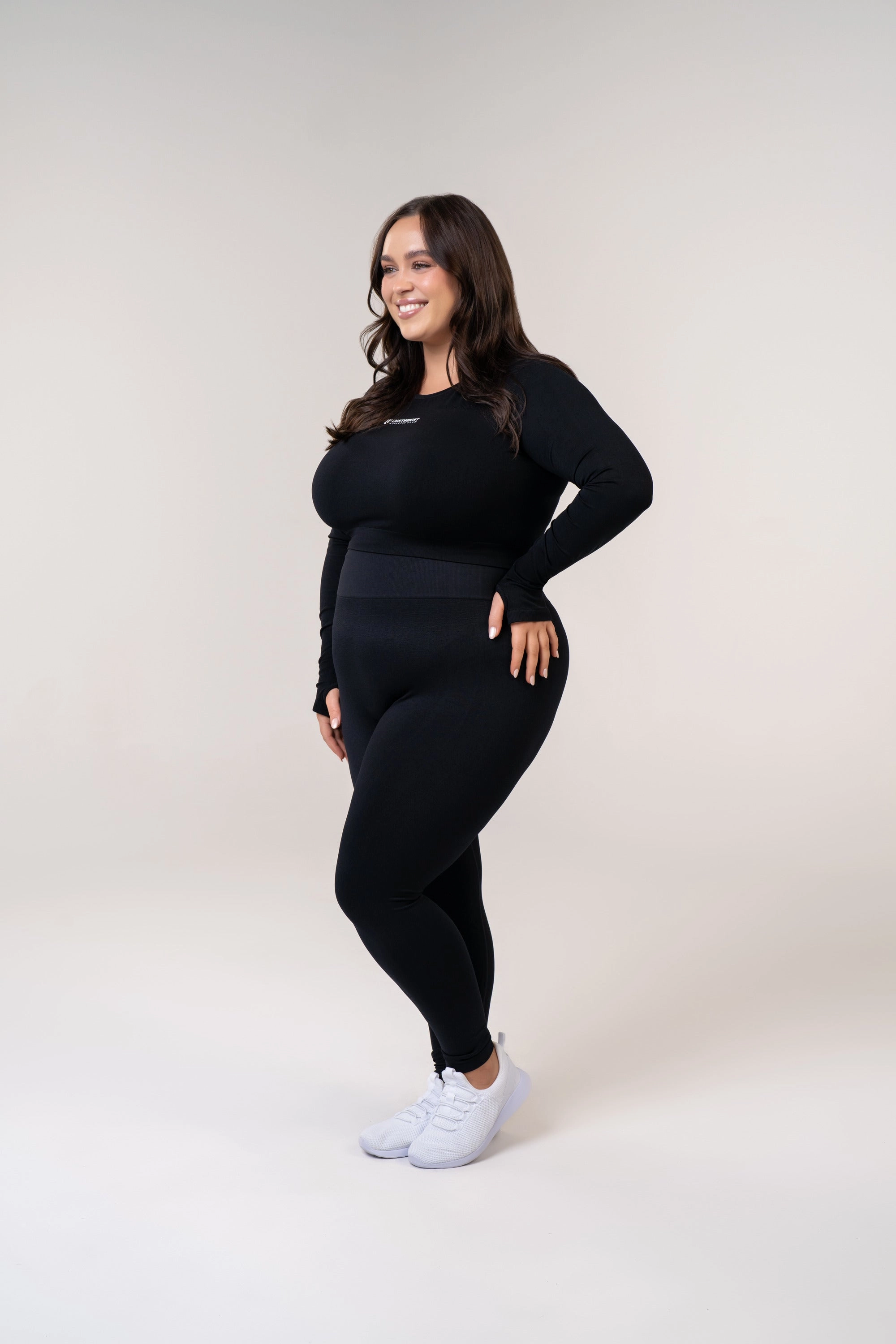 Women's Long Sleeve Compression Crop - Black