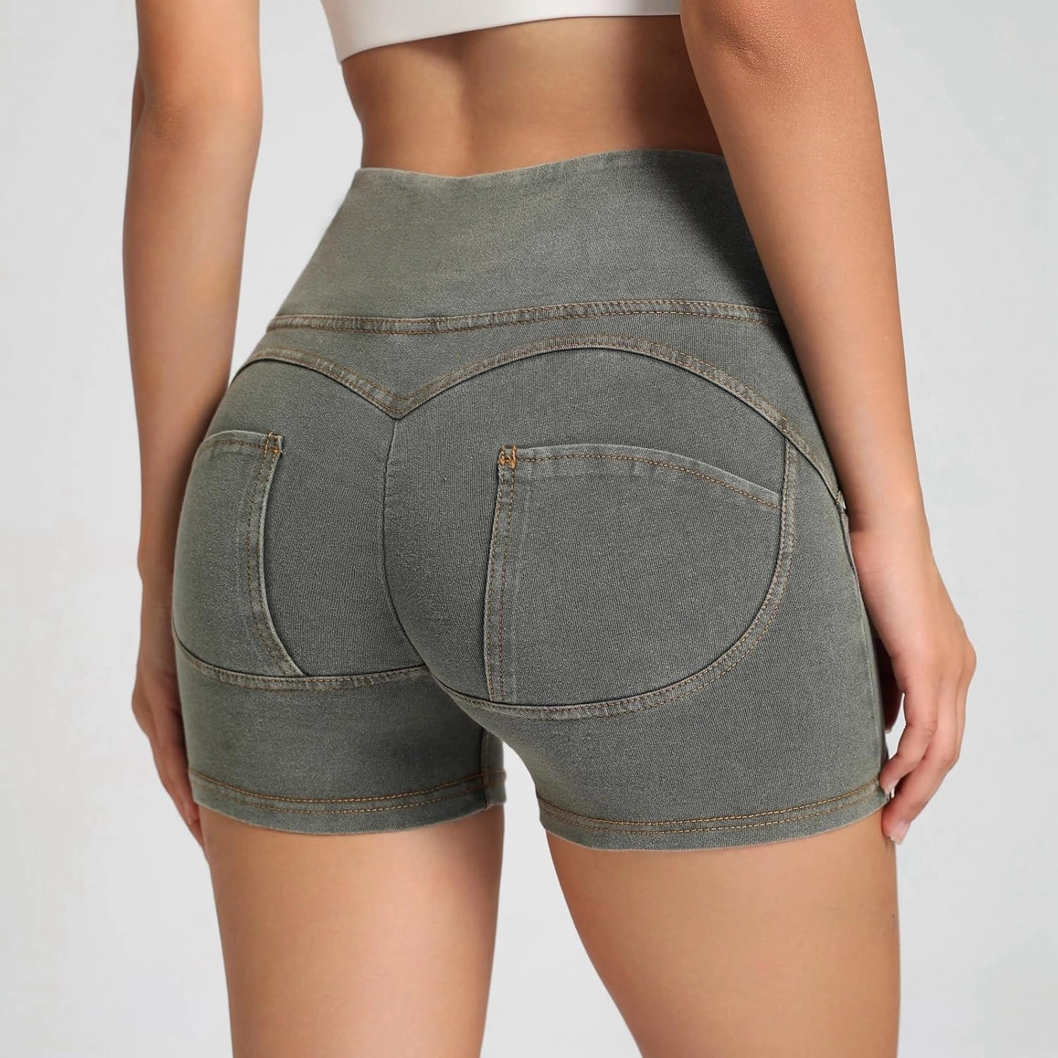 Women's Shorts Activewear High Waisted Tummy Control Spandex Booty Shorts Seamless Booty Biker Short Legging