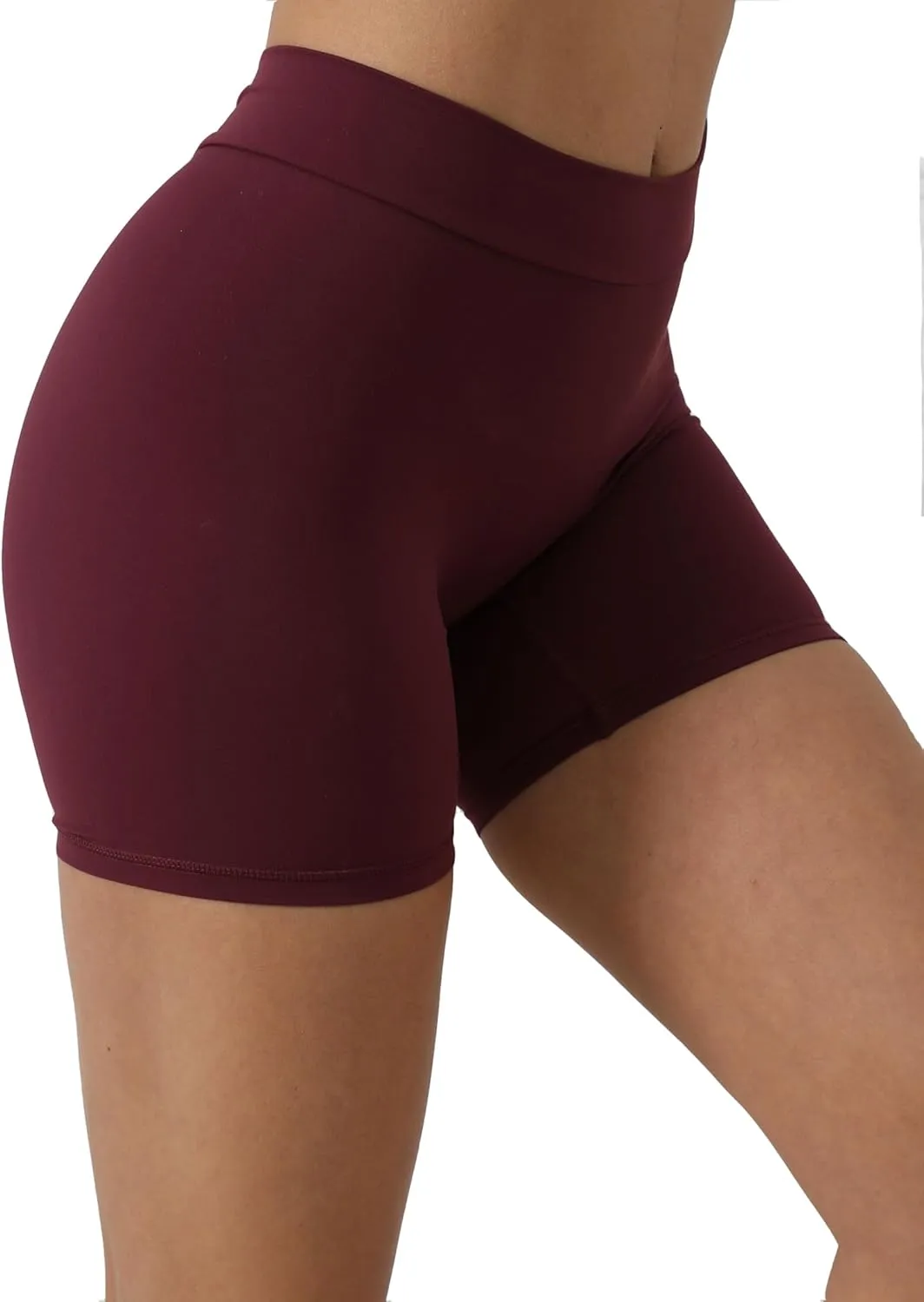 Women's High Waisted Workout Shorts - Butt Lifting Yoga Short Pants with V-Cut Back, 4-Way Stretch Gym Biker Shorts