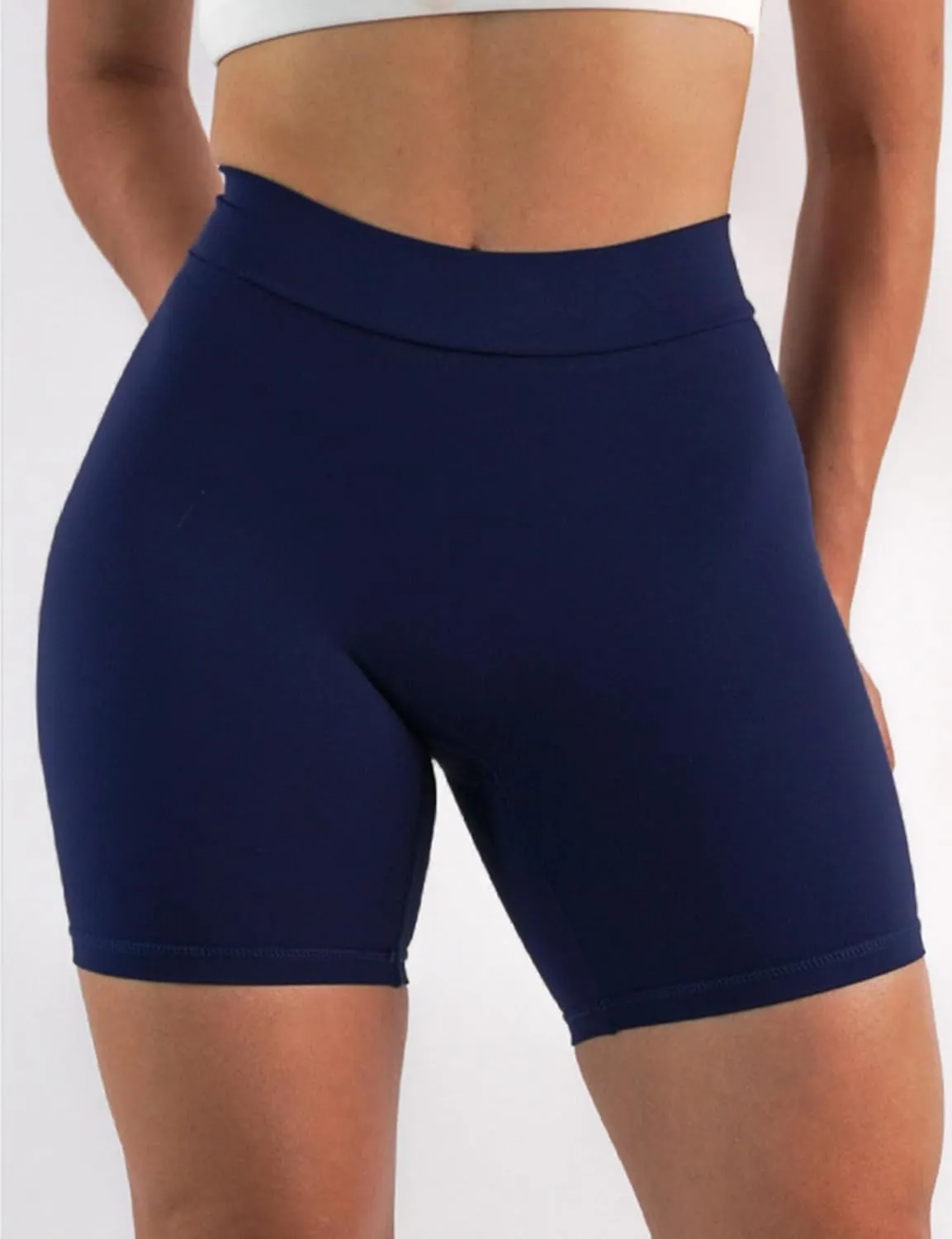 Women's High Waisted Workout Shorts - Butt Lifting Yoga Short Pants with V-Cut Back, 4-Way Stretch Gym Biker Shorts
