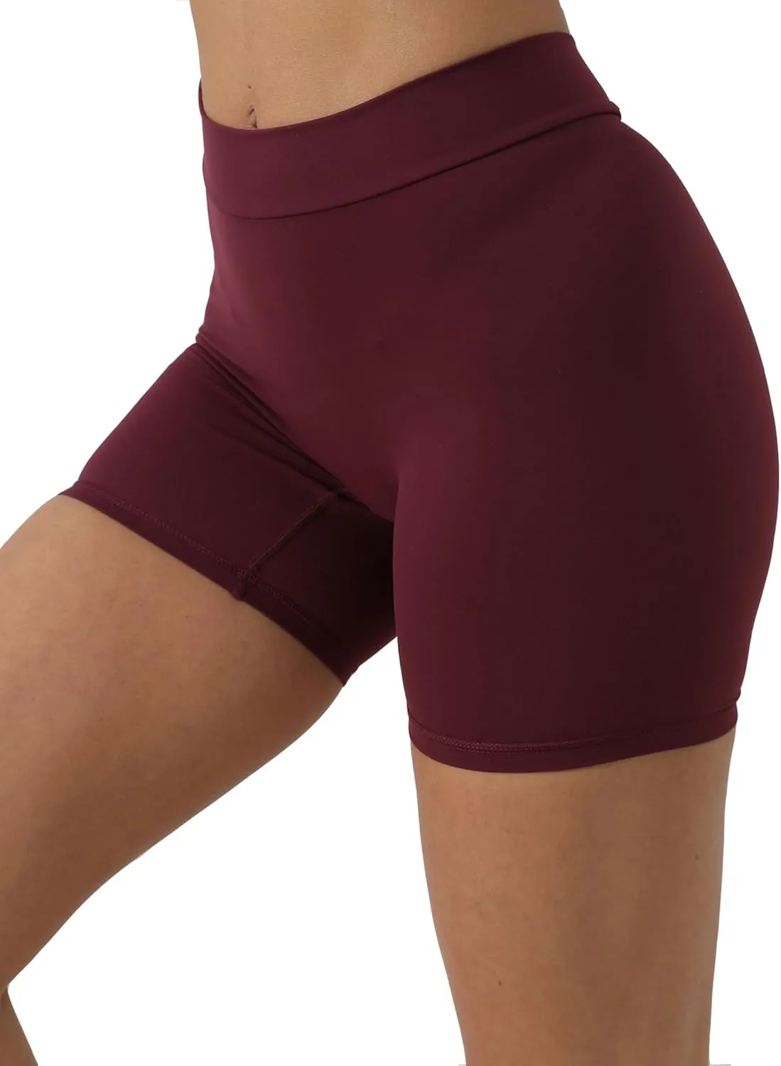 Women's High Waisted Workout Shorts - Butt Lifting Yoga Short Pants with V-Cut Back, 4-Way Stretch Gym Biker Shorts