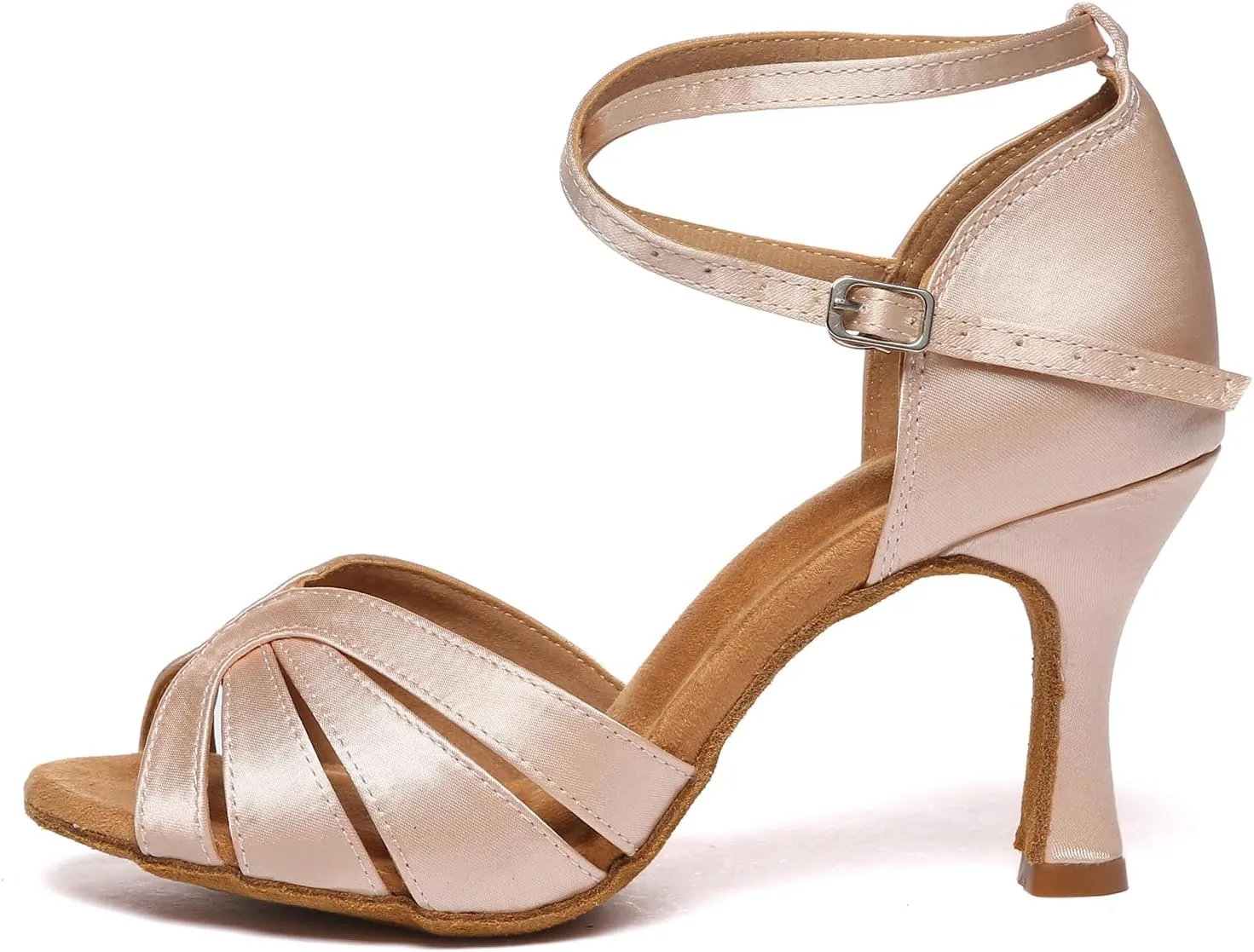 Womens Latin Dance Shoes Satin Ballroom Salsa Tango Performance Practice Dance Shoes