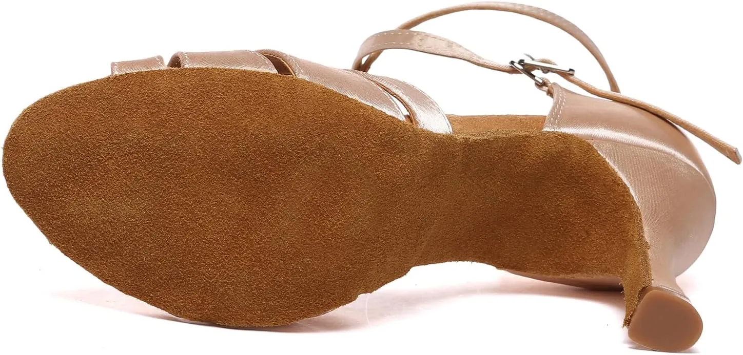 Womens Latin Dance Shoes Satin Ballroom Salsa Tango Performance Practice Dance Shoes