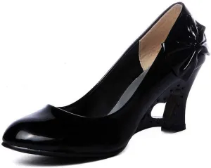 Women's Peach Heart Hollow Out Wedges High Heel Shoes Work Shoes