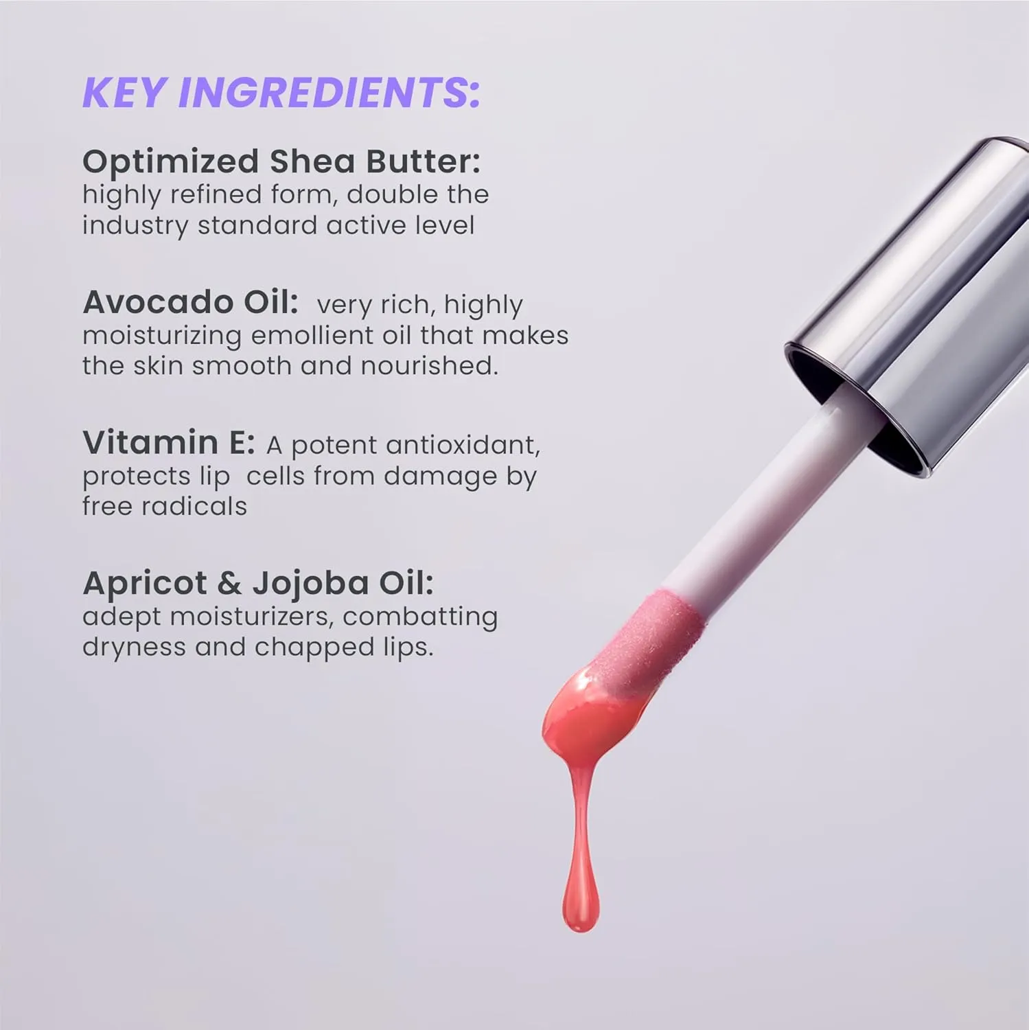 Wonderskin Lip Rehab Serum Oil - Tinted Lip Oil, Hydrating, Moisturizing, and Non-Sticky Coral Pink Tint Serum for Dry Lips (Lover)