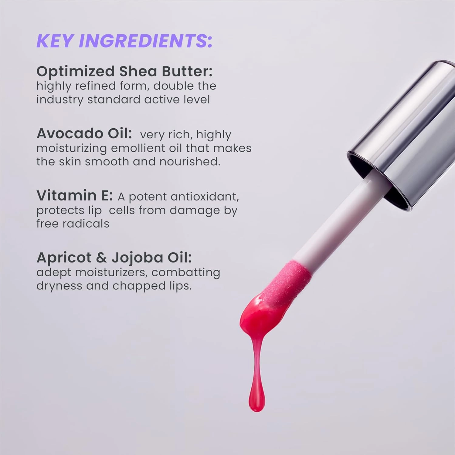 Wonderskin Lip Rehab Serum Oil - Tinted Lip Oil for Women, Hydrating, Moisturizing, and Non-Sticky Red Tint Serum for Dry Lips (Amour)