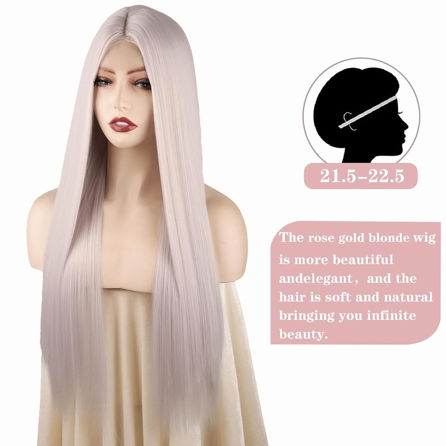 Xinran Long Blonde Wigs For Women Rose Gold Blonde Synthetic Full Wig Natural Looking Heat Resistant Hair Halloween Daily Party Use 30 inch