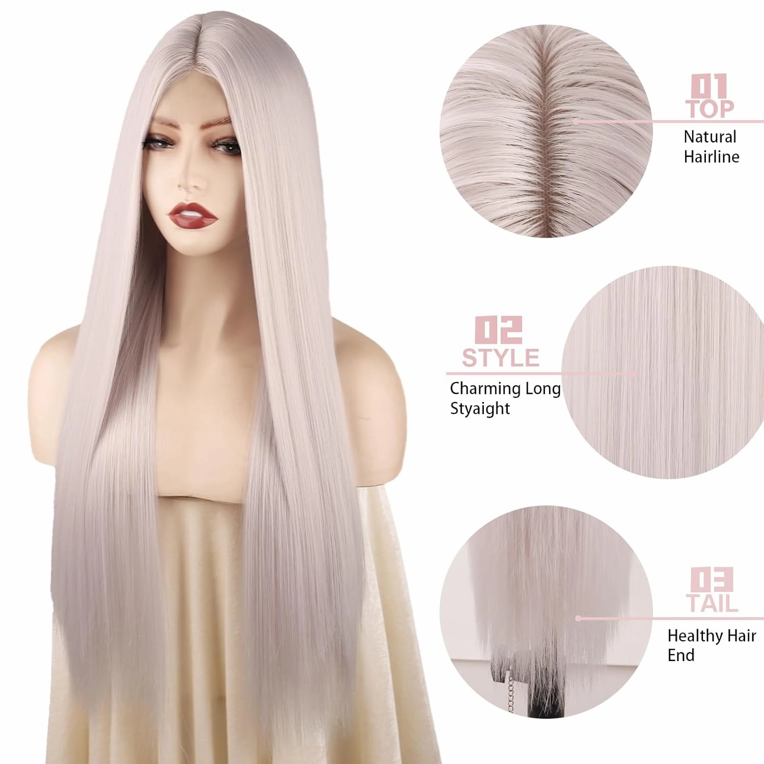 Xinran Long Blonde Wigs For Women Rose Gold Blonde Synthetic Full Wig Natural Looking Heat Resistant Hair Halloween Daily Party Use 30 inch
