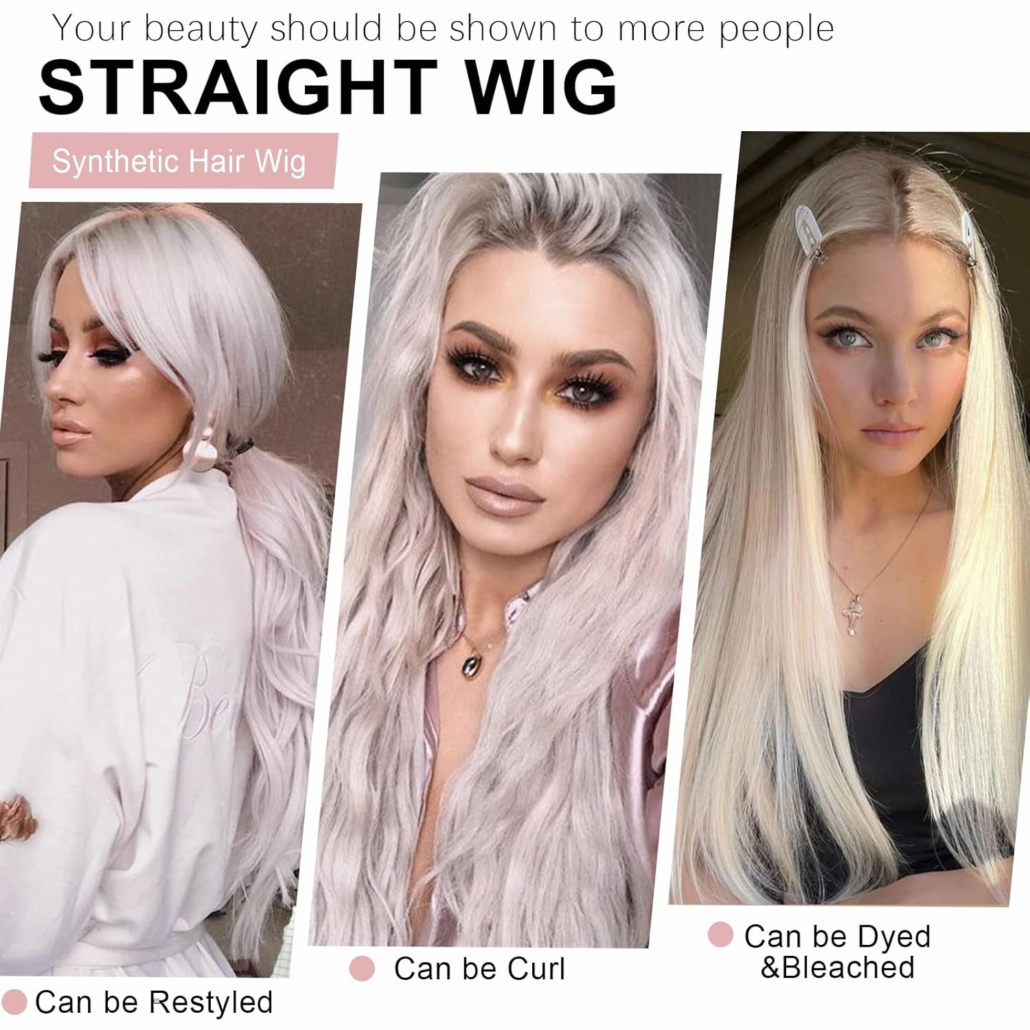 Xinran Long Blonde Wigs For Women Rose Gold Blonde Synthetic Full Wig Natural Looking Heat Resistant Hair Halloween Daily Party Use 30 inch