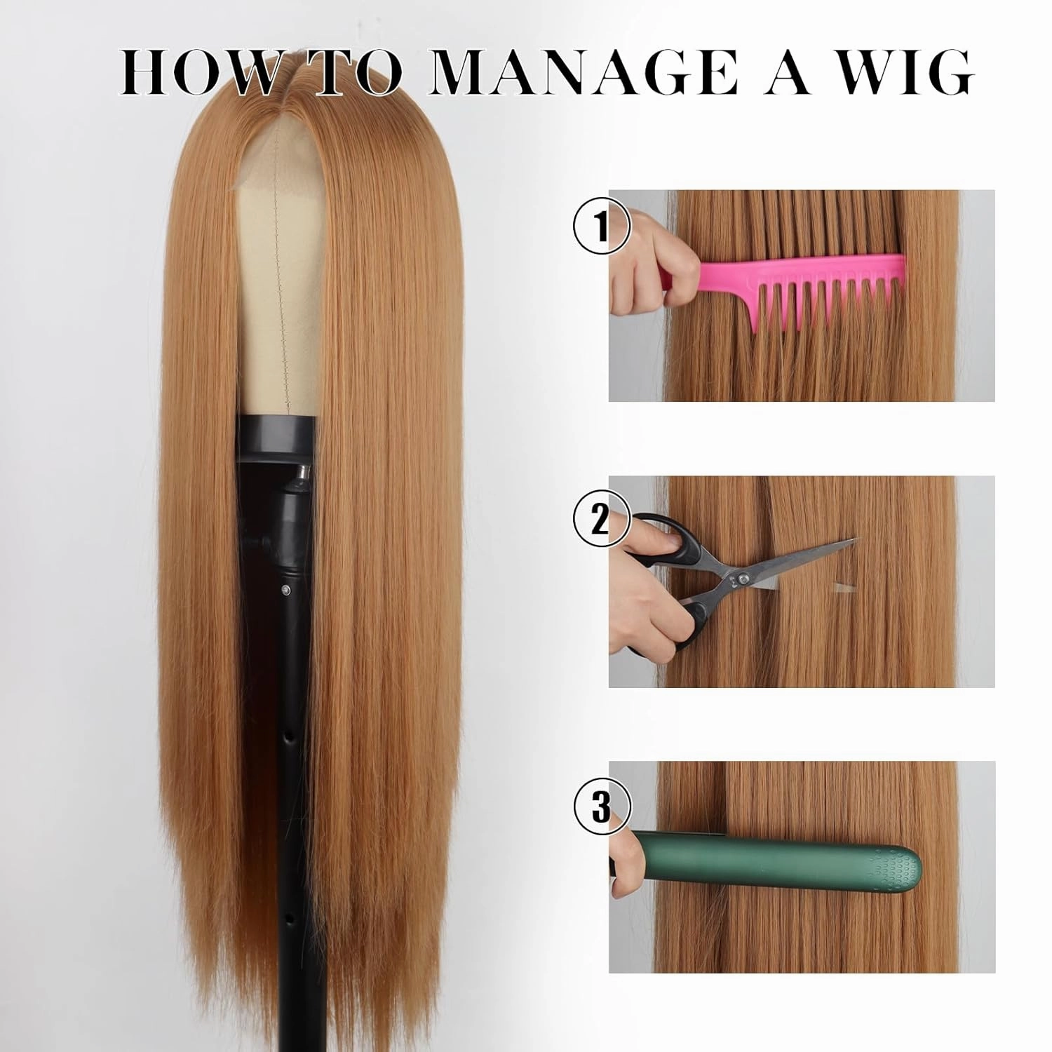 Xinran Long Brown Wigs For Women Middle Part Hairline Synthetic Full Wig Natural Looking Daily Party Wear Full Wig 30 Inch for Cosplay Halloween Party