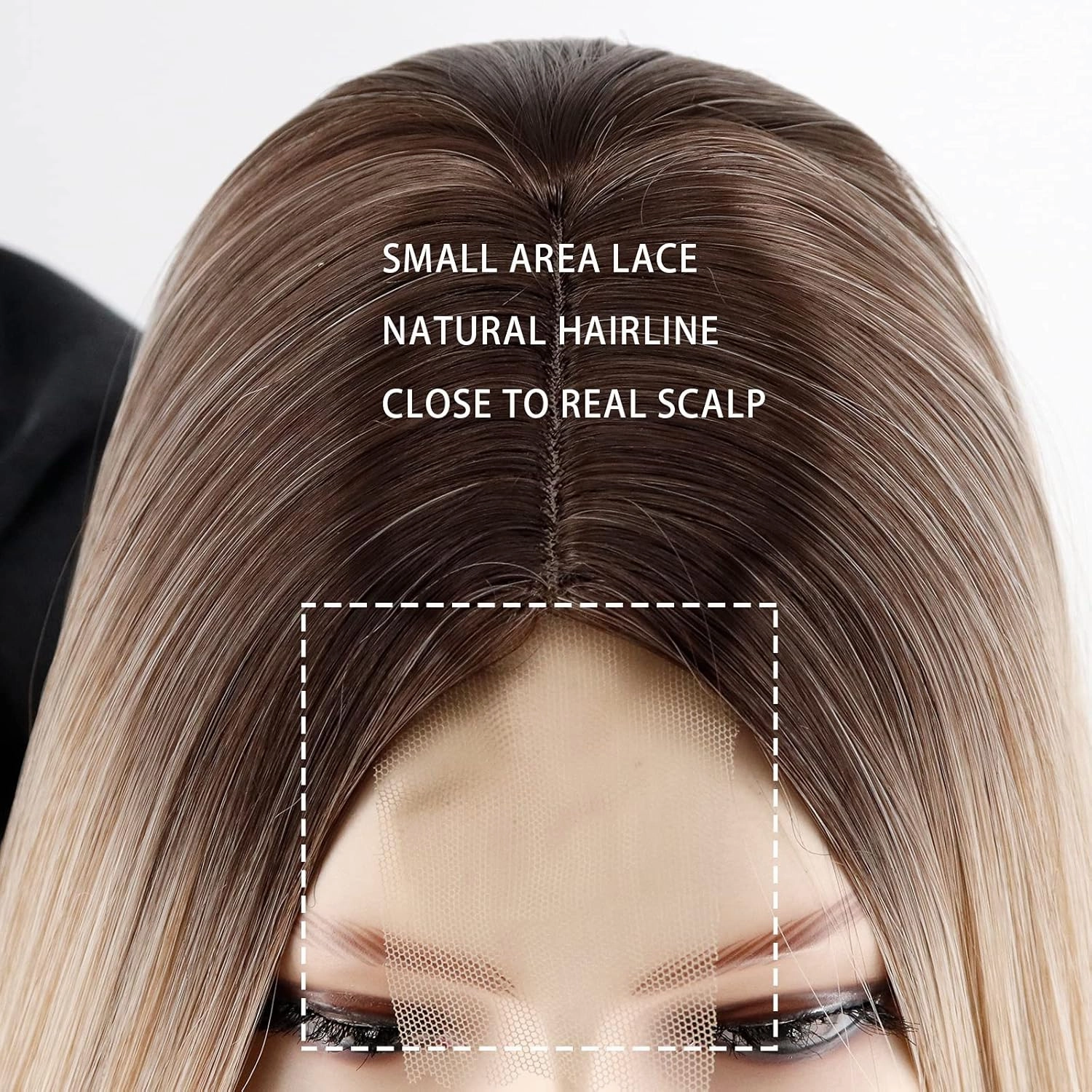 Xinran Straight Blonde Ombre Wigs for Women, Long Straight Blonde Wig Small Area Lace Front, Synthetic Ombre Blonde Wig 30 Inch for Cosplay Daily Party