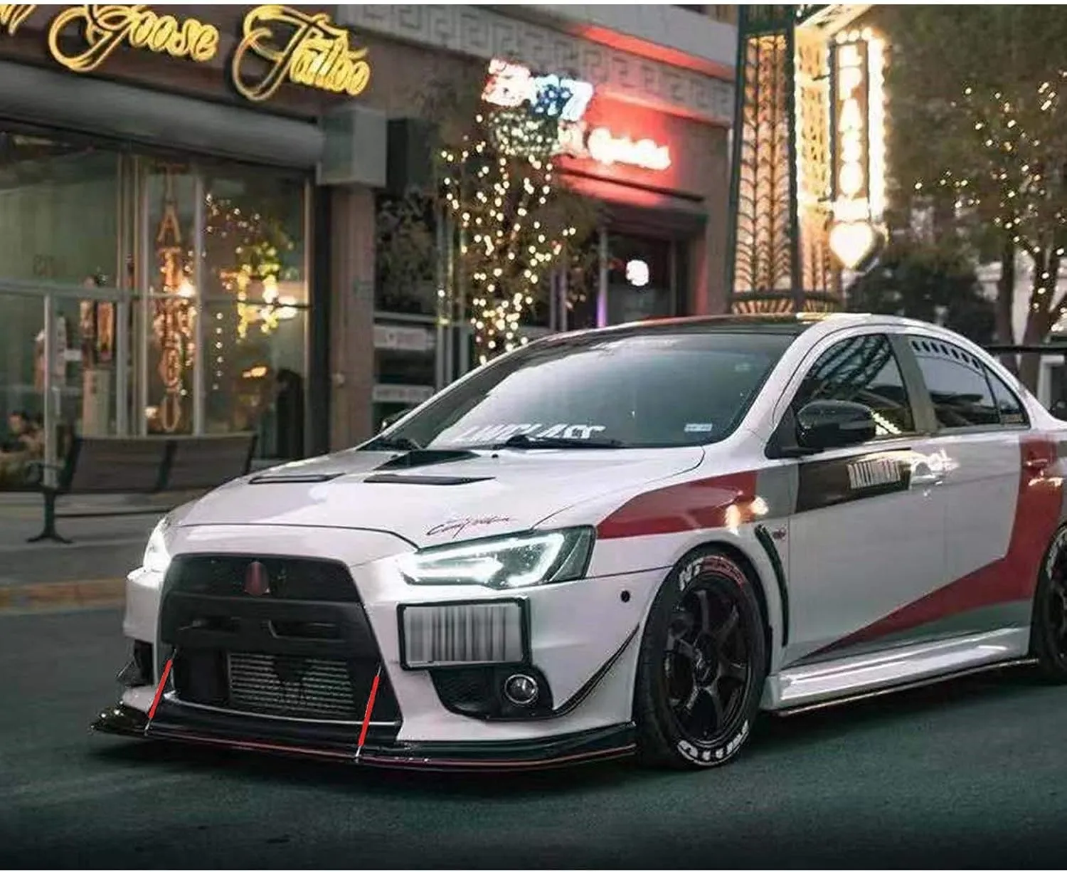 Xotic Tech 2Pcs Adjustable 6"-9" Front Bumper Lip Splitter Diffuser Strut Rod Tie Bars Compatible with Most Vehicles [Red]