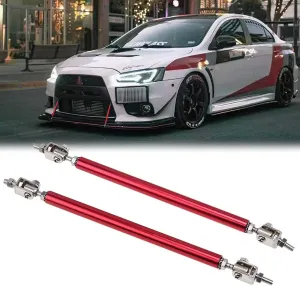 Xotic Tech 2Pcs Adjustable 6"-9" Front Bumper Lip Splitter Diffuser Strut Rod Tie Bars Compatible with Most Vehicles [Red]