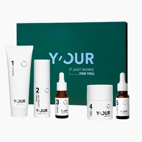 Y'OUR Hydrating Skincare System | Lip Balm Gift Inside | Moisturizing Cleanser, Antioxidant Day Cream, Calming Serum, Revitalizing Night Cream, & Intensive Hydration Serum
