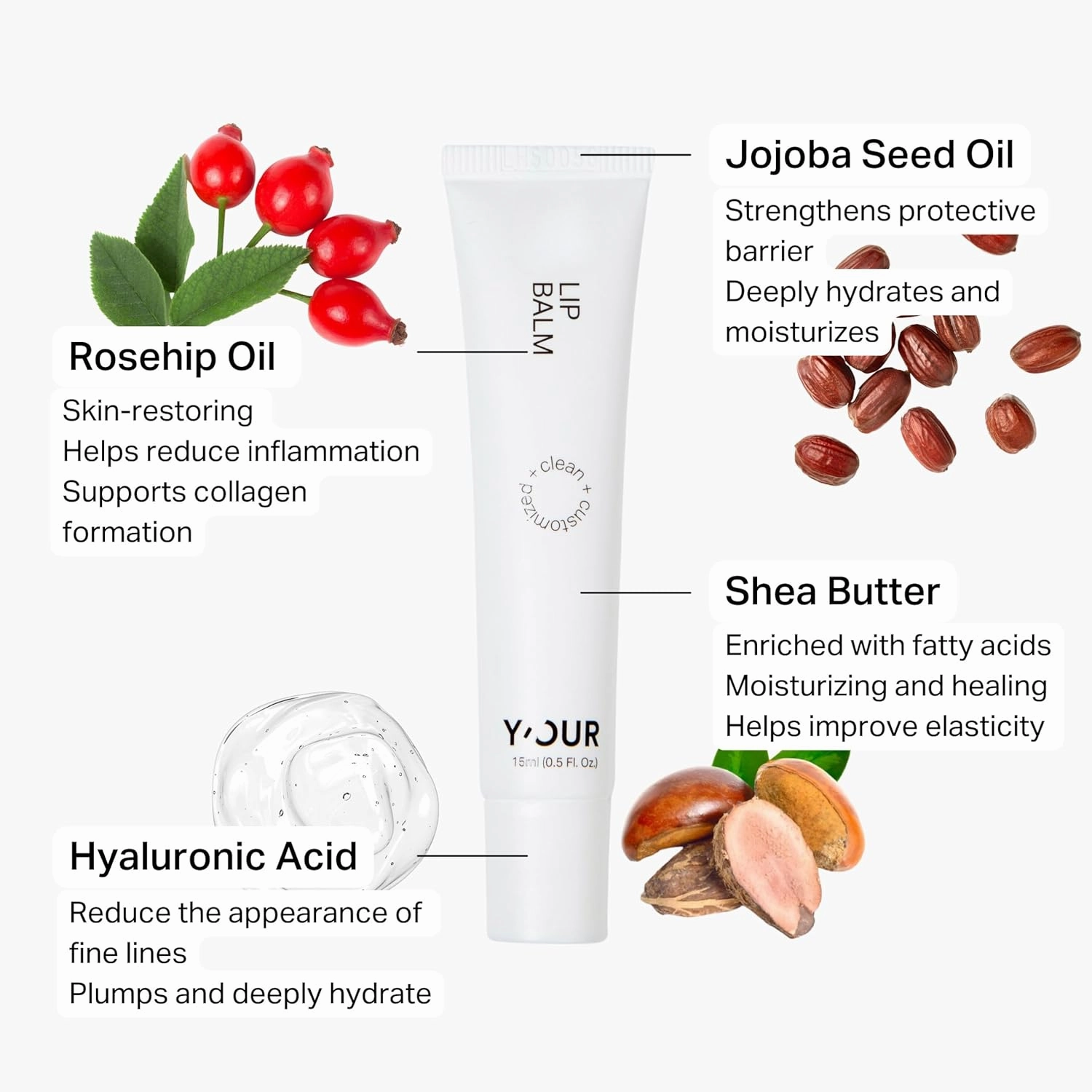 Y’OUR Non-Toxic, Pregnant-Safe Skincare Regimen: Lip Balm Gift Inside; Cleanser with Natural Extracts, Day Cream, Repairing Serum, Resurfacing Night Cream & Hydration Serum. Made in USA