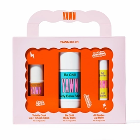 YAWN Makeup & Skincare Kit for Kids | Non-Toxic, Vegan, Cruelty Free, Talc Free | Lip Balm, Tinted Face Multi-Stick for Lips & Cheeks, and Universal Body Balm Stick | For Kids 3  | Made in USA