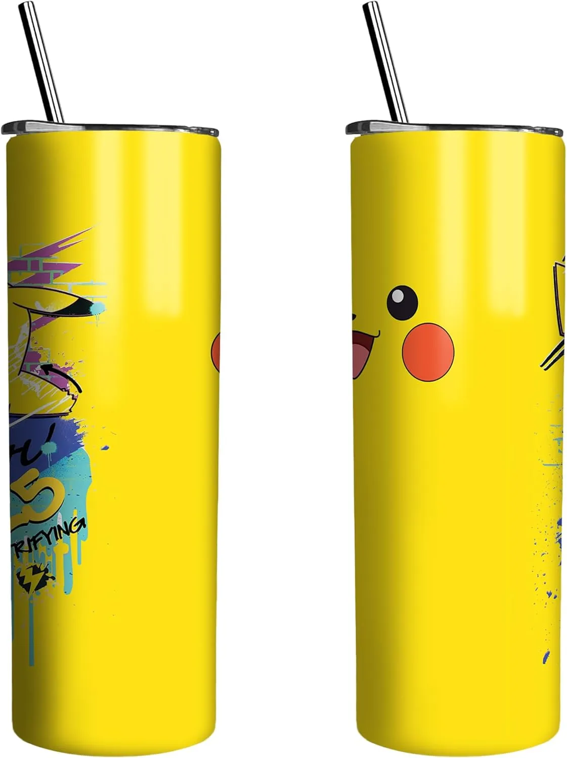Yellow Cute 20 Oz Stainless Steel Skinny Tumbler Leak Proof Tumbler with Straw and Lid, Travel Coffee Mug for Home Outdoor, Thermal Cups for Hot and Cold Drinks