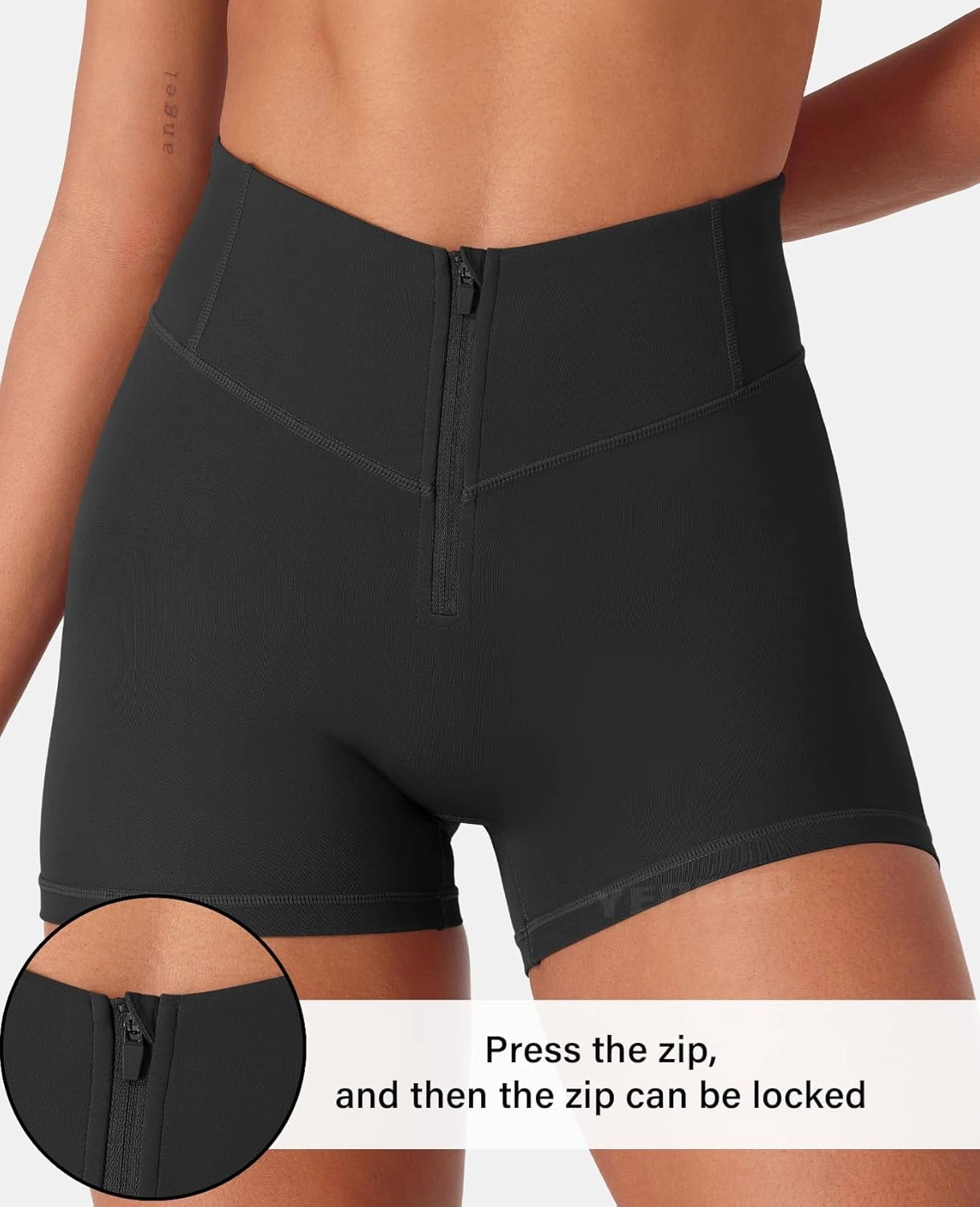 YEOREO CoreFlex Cargo Pocket Workout Shorts for Women Scrunch Zipper 3.6" High Waisted Yoga Gym Shorts