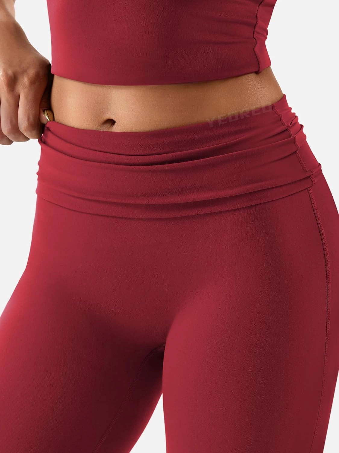 YEOREO Romola Women Yoga Pants Flare Leggings with Tummy Control High Waist Fold Over Bootcut Wide Legs Workout Legging