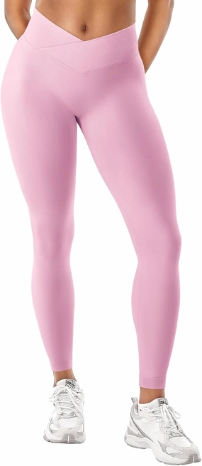 YEOREO Women Hidden Scrunch Impact Leggings V Cross Waist Leggings Butt Booty Lifting Gym Pants