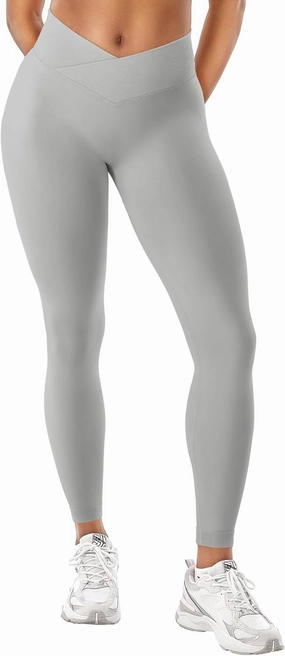 YEOREO Women Hidden Scrunch Impact Leggings V Cross Waist Leggings Butt Booty Lifting Gym Pants
