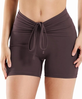 YEOREO Workout Biker Shorts for Women 4.2" No Front Seam Ericane Scrunch Butt Lifting V High Waist Drawstring Gym Yoga Shorts