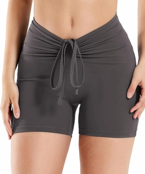 YEOREO Workout Biker Shorts for Women 4.2" No Front Seam Ericane Scrunch Butt Lifting V High Waist Drawstring Gym Yoga Shorts
