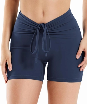 YEOREO Workout Biker Shorts for Women 4.2" No Front Seam Ericane Scrunch Butt Lifting V High Waist Drawstring Gym Yoga Shorts