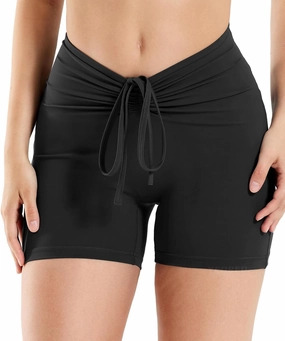 YEOREO Workout Biker Shorts for Women 4.2" No Front Seam Ericane Scrunch Butt Lifting V High Waist Drawstring Gym Yoga Shorts