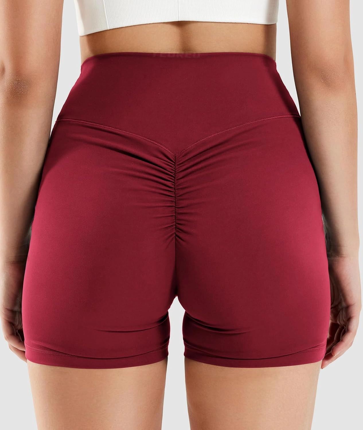 YEOREO Workout Biker Shorts for Women 4.2" No Front Seam Ericane Scrunch Butt Lifting V High Waist Drawstring Gym Yoga Shorts