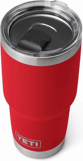 YETI Rambler 30 oz Tumbler, Stainless Steel, Vacuum Insulated with MagSlider Lid, Rescue Red