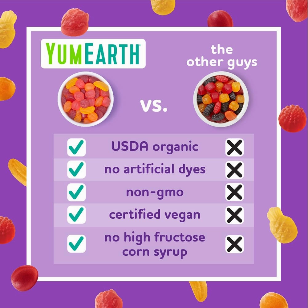 YumEarth Organic Fruit Snacks, 5oz. (Pack of 6), Allergy Friendly, Gluten Free, Non-GMO, Vegan, No Artificial Flavors or Dyes,5 Ounce (Pack of 6)